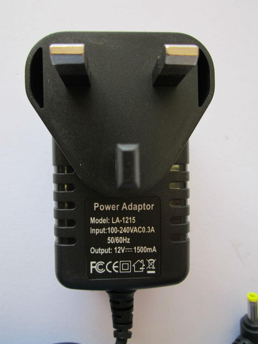 12V 1.5A Mains AC-DC Switching Adaptor Power Supply 4mm x 1.7mm 90 Degree