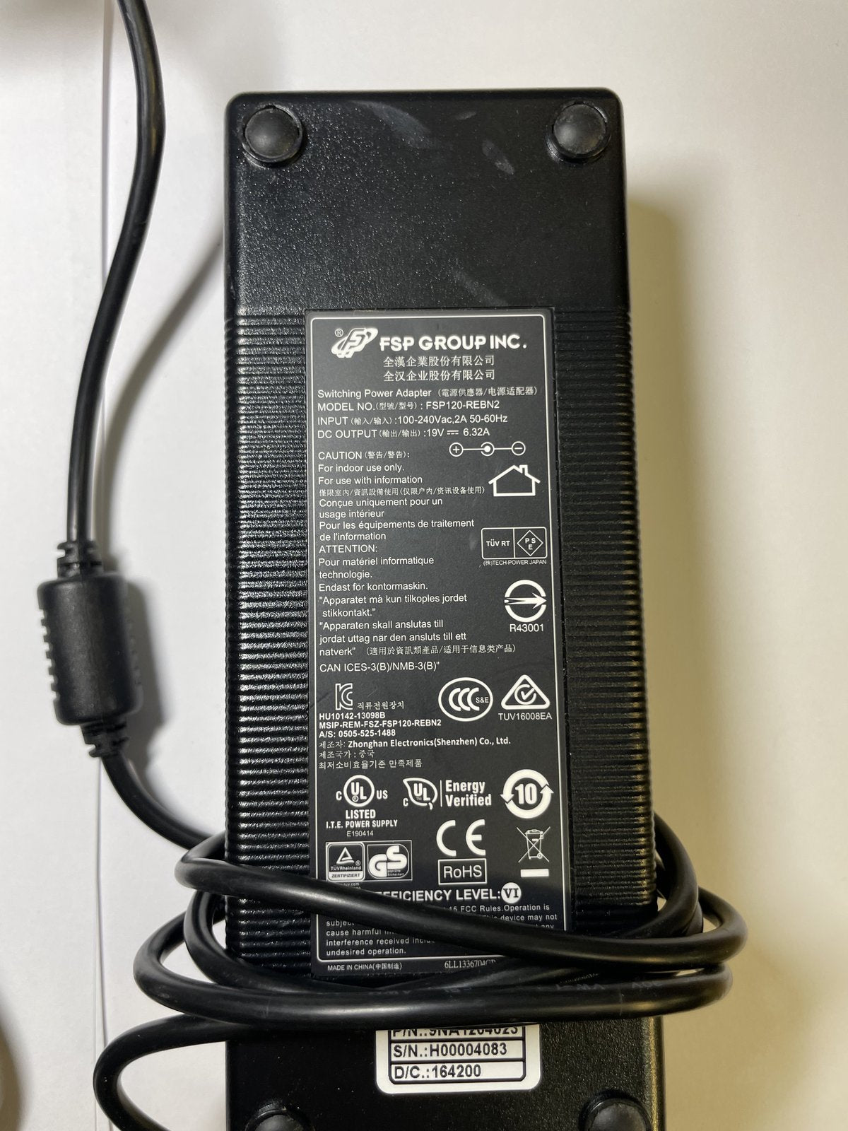 Used 19V 6.32A FSP Group INC Switching Power Adapter FSP120-REBN2 +UK Lead