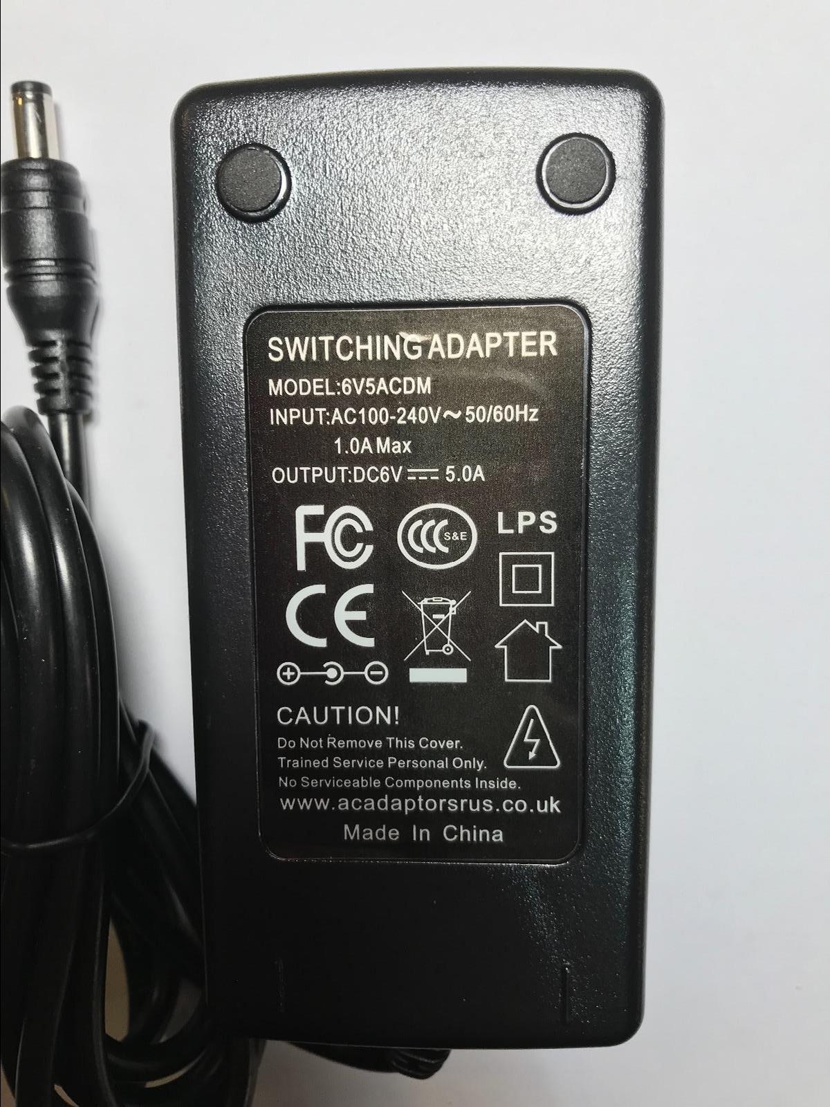 EU Plug 6V 5A 5000mA AC-DC Switching Adaptor Power Supply PSU 5.5mm x 2.1/2.5