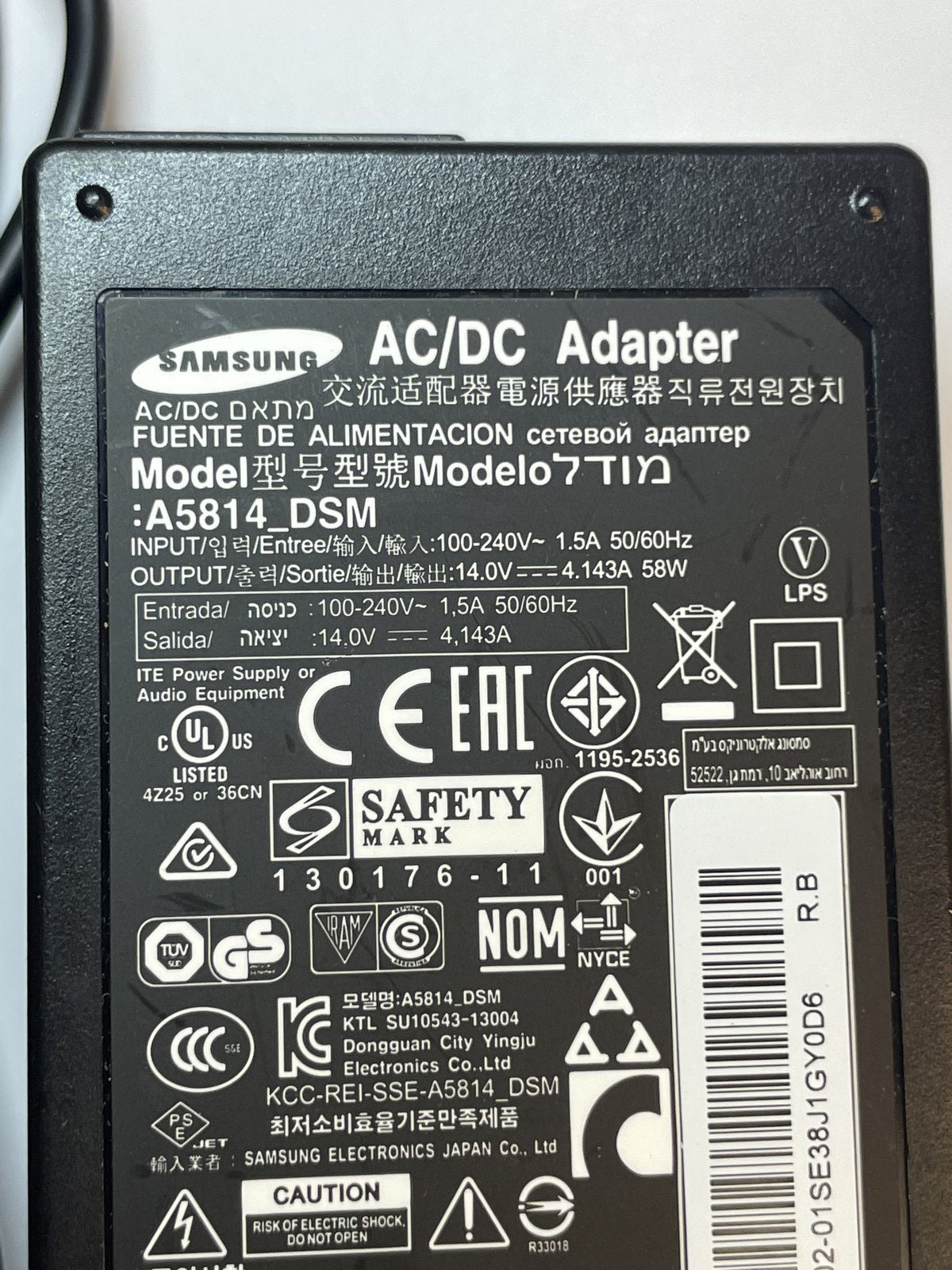 14V 2.5A 35W Samsung S24C750P A3514_DHS LED Monitor AC Adapter