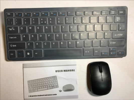 Black Wireless Small Keyboard & Mouse Set for Samsung UE40F6650 Smart TV