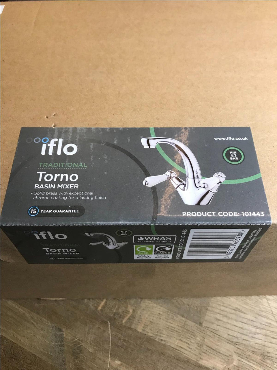 IFLO TORNO BASIN MIXER TAP 101443 SOLID BRASS WITH CHROME COATING