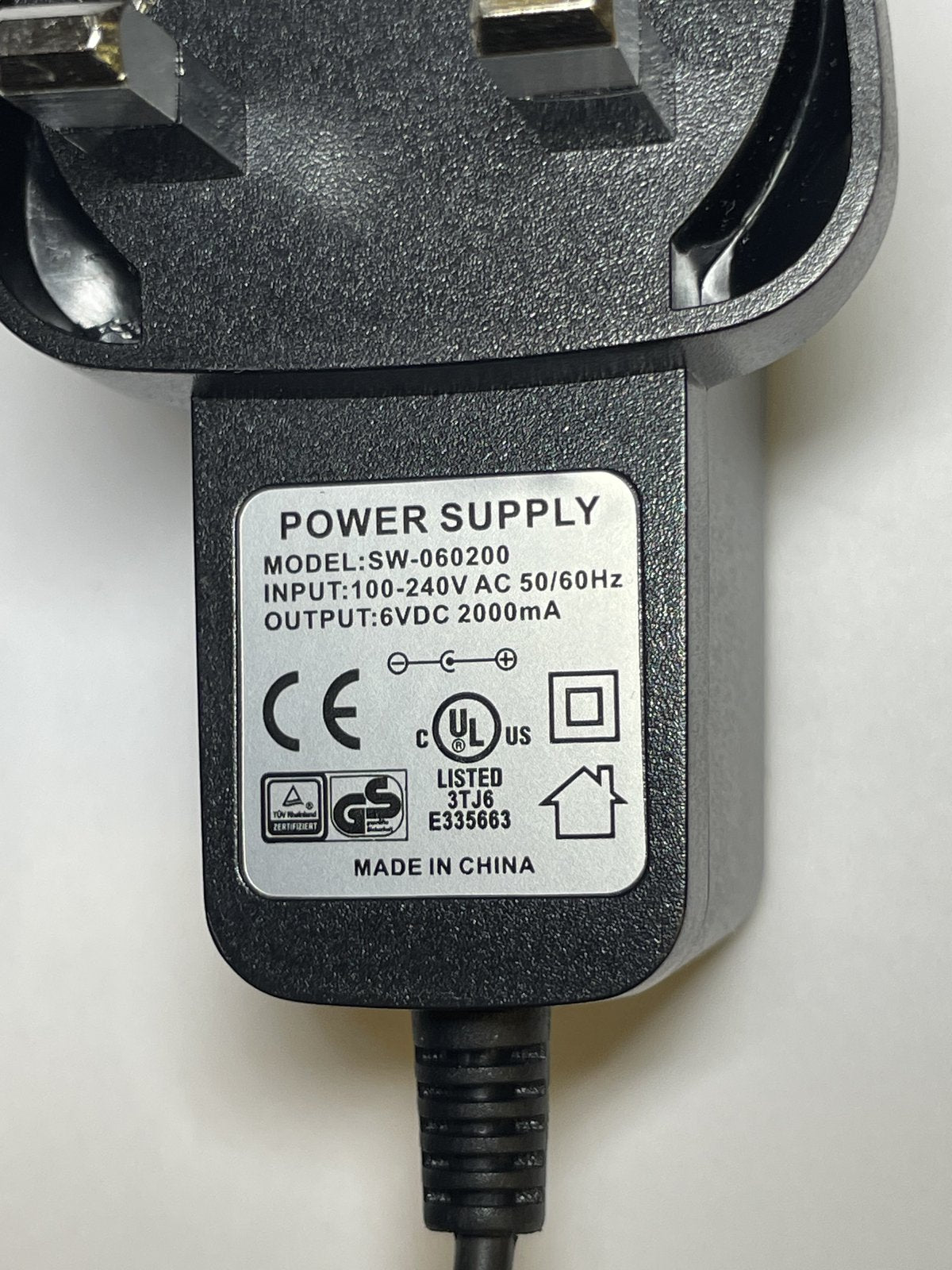 6VDC 2000mA 6V AC-DC Adaptor Power Supply SW-060200 Charger UK Plug 5.5 x 2.1mm