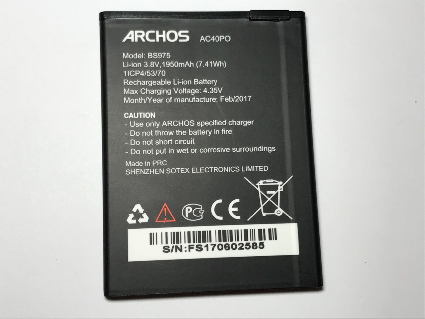 Genuine ARCHOS Rechargeable Li-ion battery AC40PO BS975 3.8V 1950mAh 7.41Wh