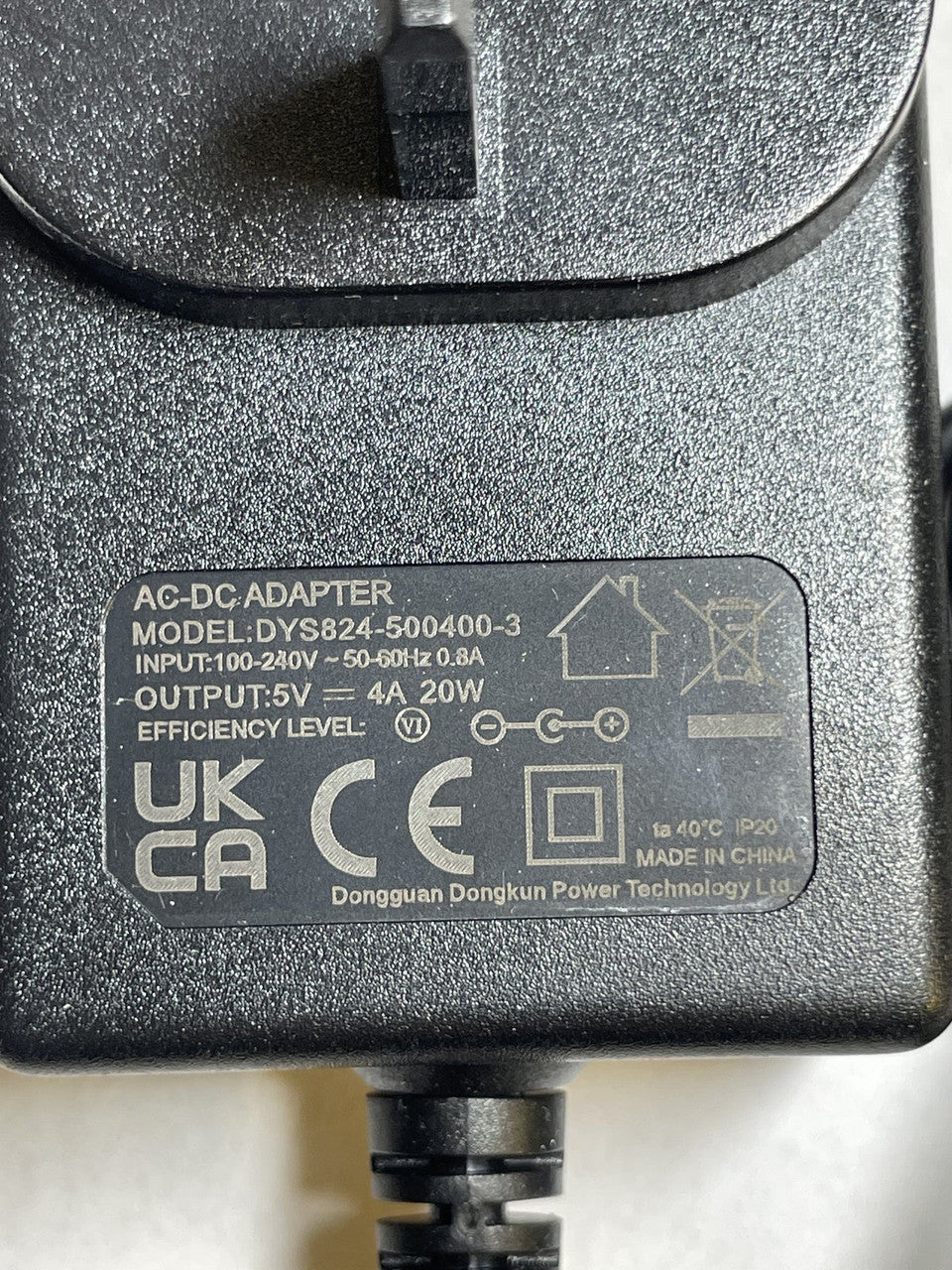 UK 5V 4A AC-DC Adaptor Power Supply Charger with USBC USB-C Connector