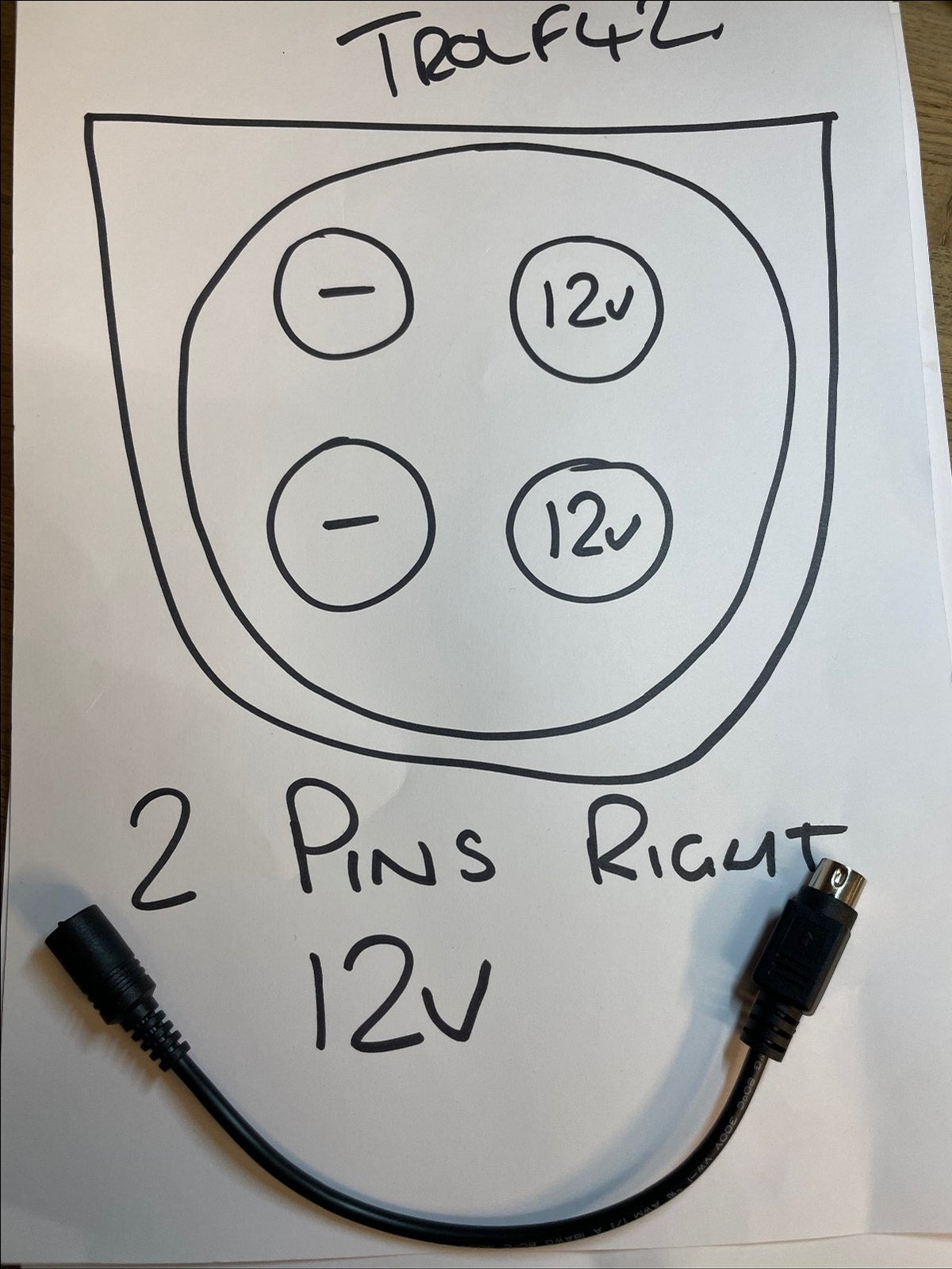 5.5mm x 2.1mm DC Socket Wire Lead to 4 PIN DIN RIGHT 2 POSITIVE Voltage