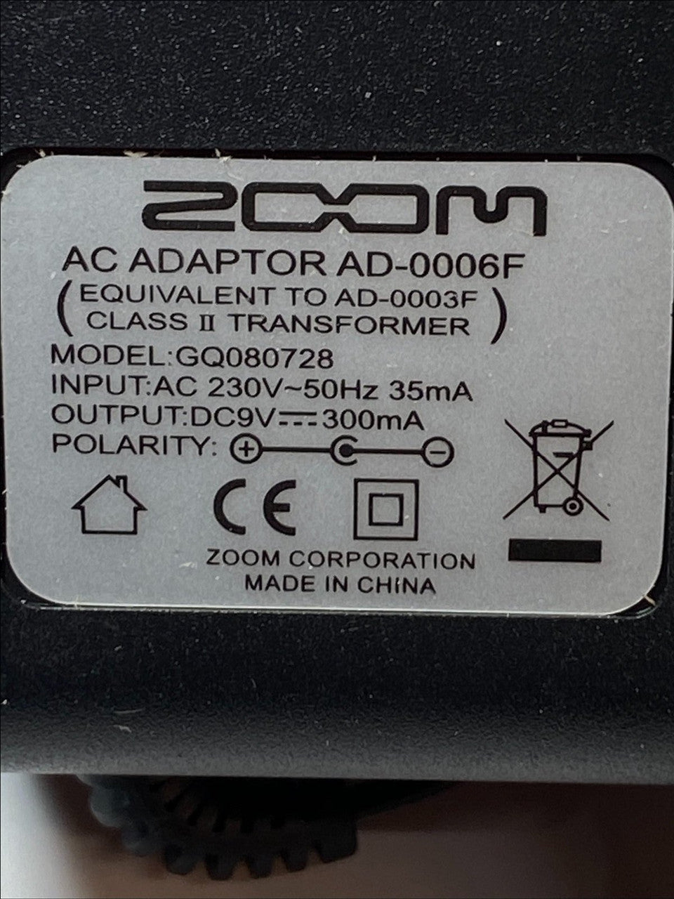 Replacement for 9V DC 300mA AC Adaptor T35-9-300C-3 for Zoom Player