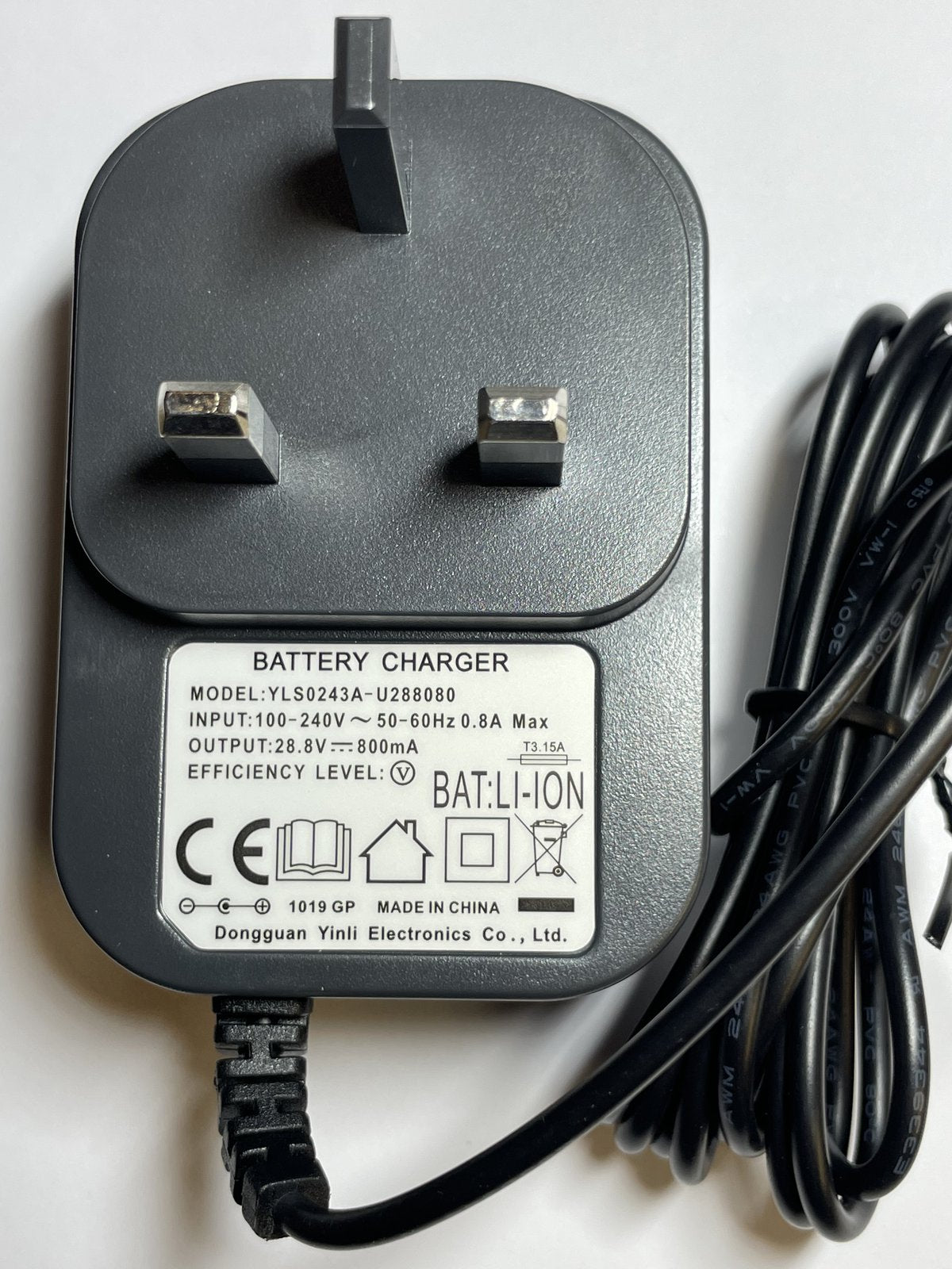 28.8V 800mA AC Adaptor Battery Charger for Shark IZ201UK Vacuum Cleaner